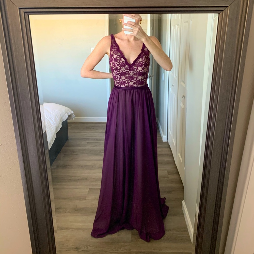 Lace top chiffon dress